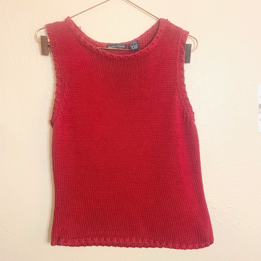Bentley Arbuckle Silk Cotton Sweater Vest Red Quiet Luxury Knit Size L